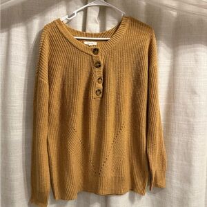 Women's Mustard Sweater with Button Detail
